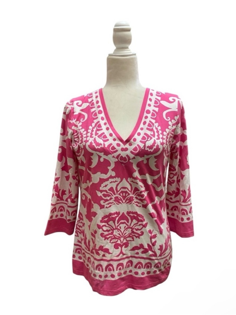 Barbara Gerwit Womens Resort Wear Cotton Top Pink Country Club